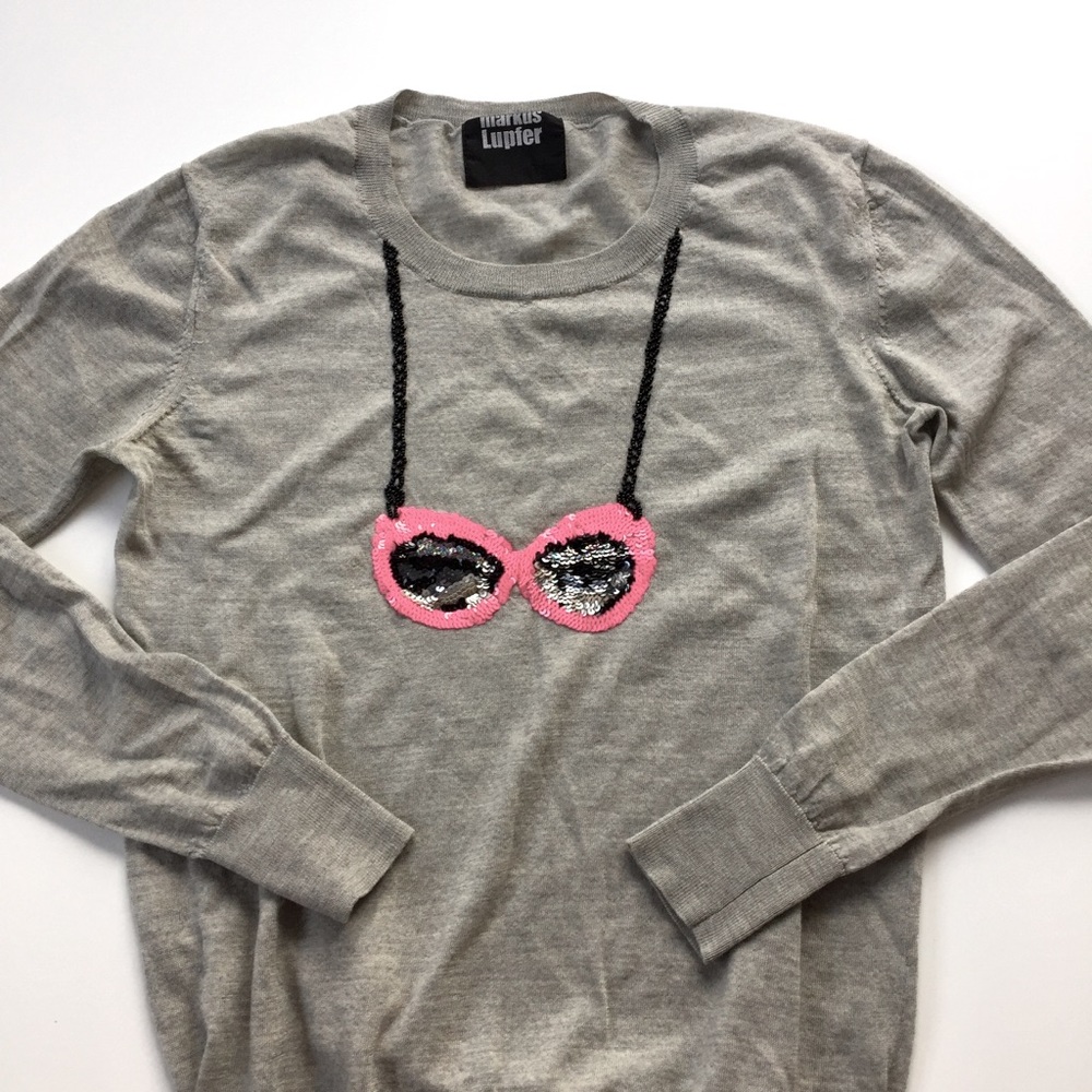Markus Lupfer Merino Wool Sweater Glasses Sz S